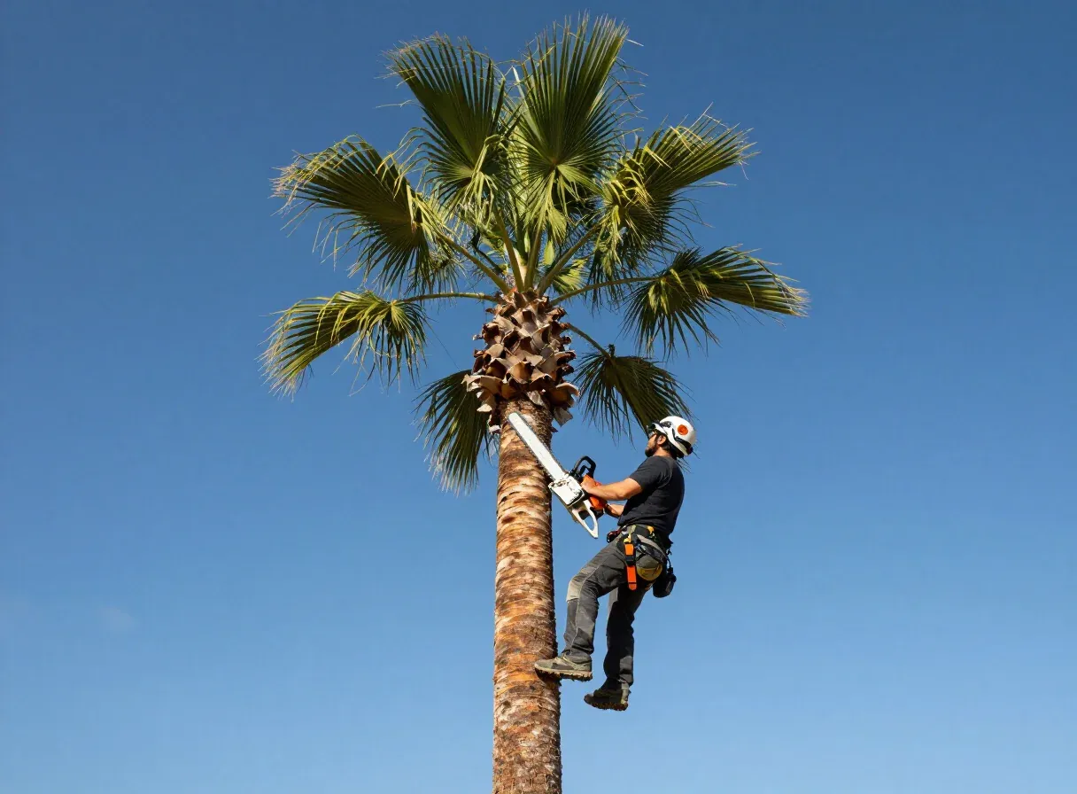 Palm being skinned and trimmed